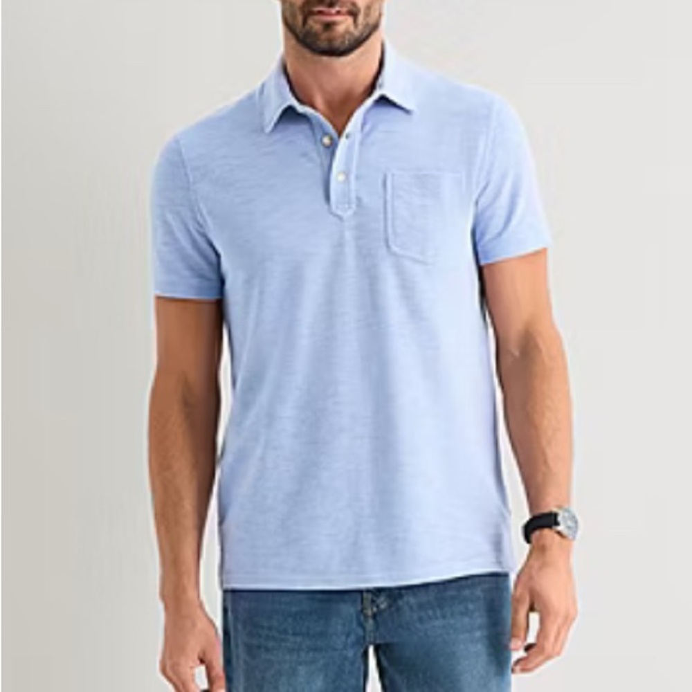 Men's Soft Cotton Polo with Chest Pocket - Light Blue size M worn once